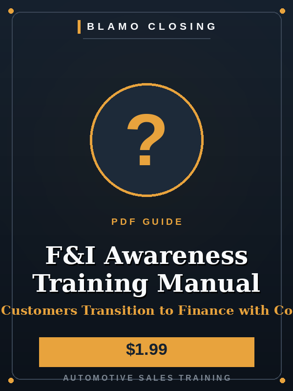 F&I Awareness Training Manual cover