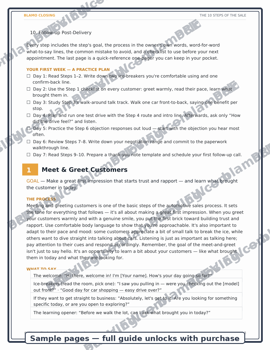 The 10 Steps overview — the whole process laid out at a glance